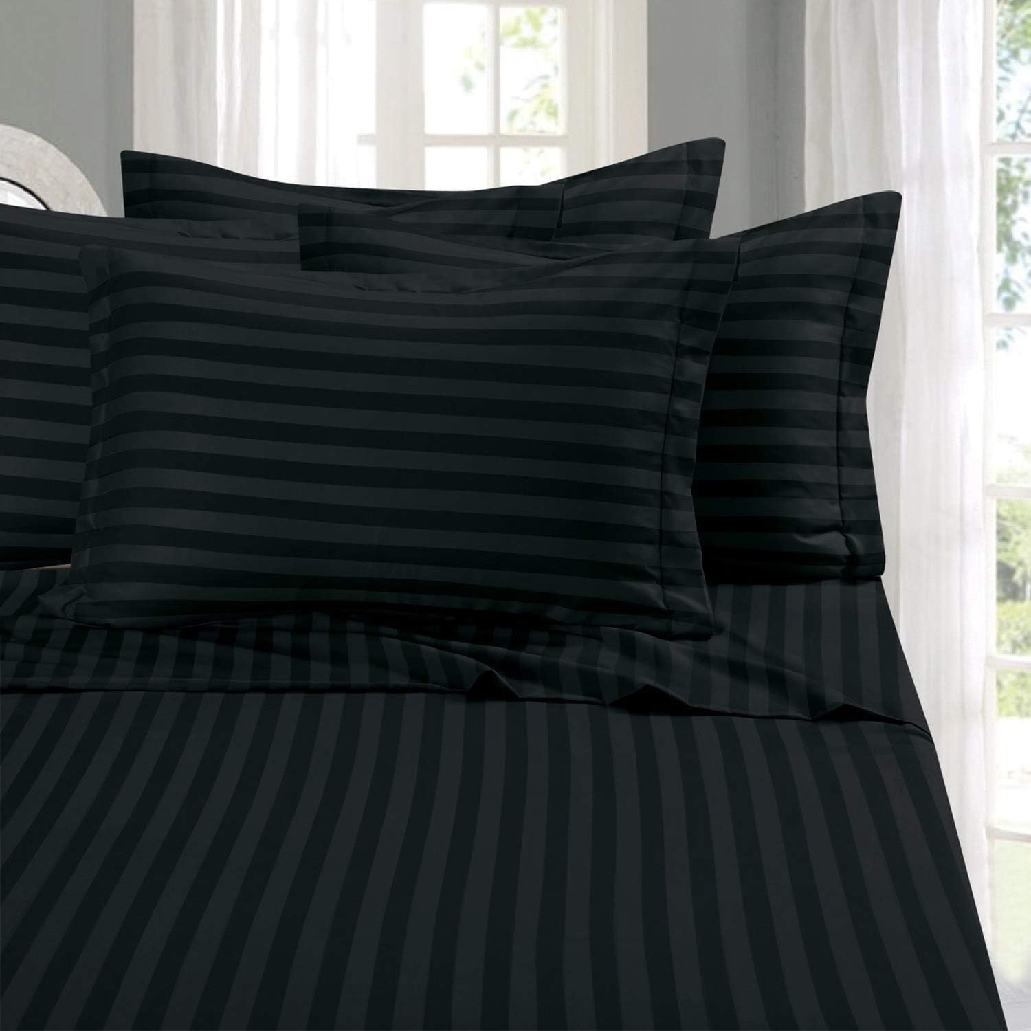 3 Pieces Stripe Sheet, Black
