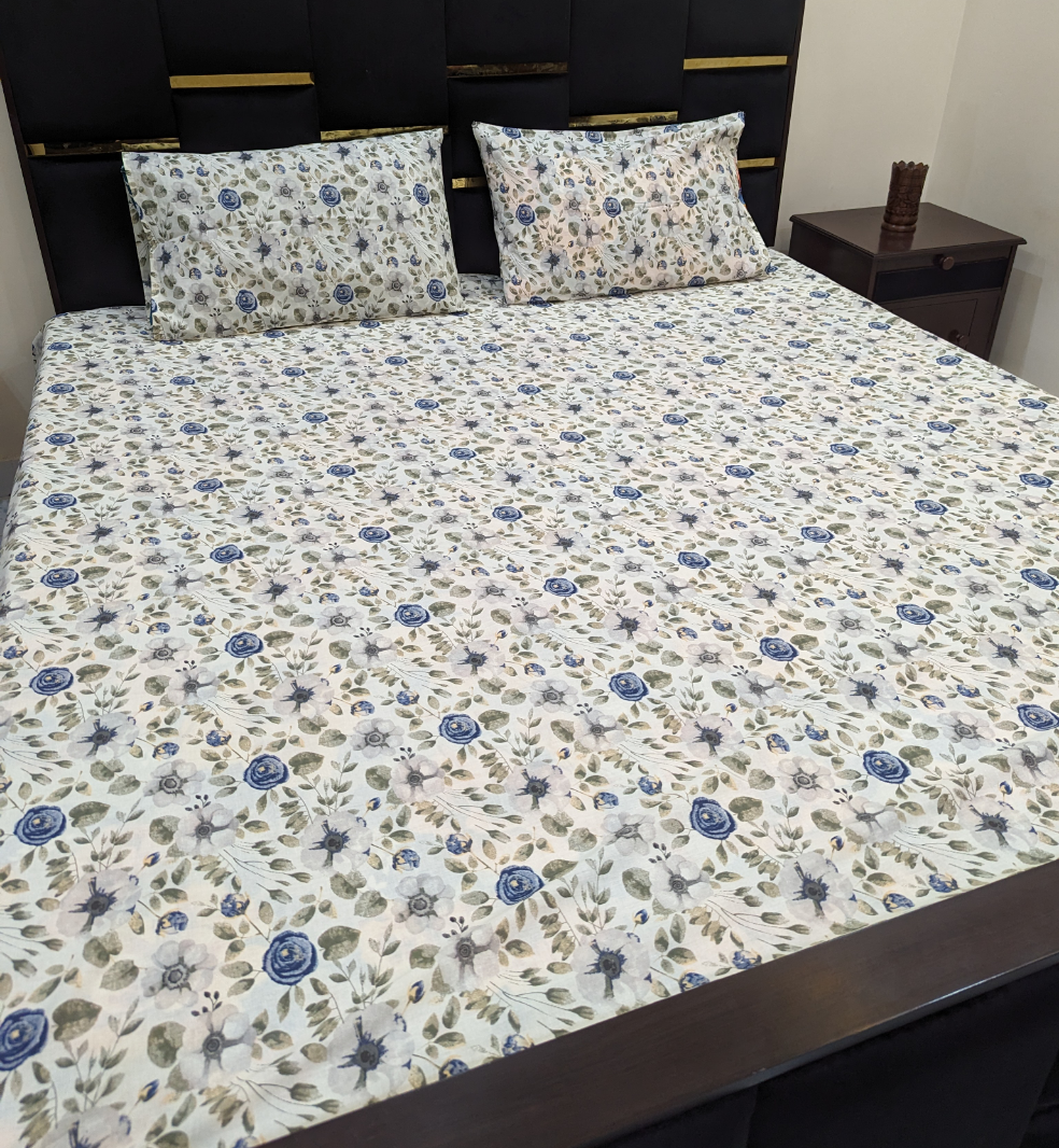 3 Pieces Pure cotton Bedsheet