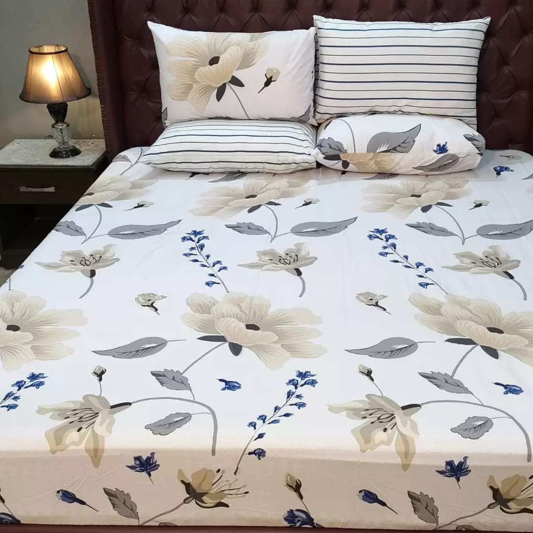 5 Pieces Pure Cotton Bedsheet