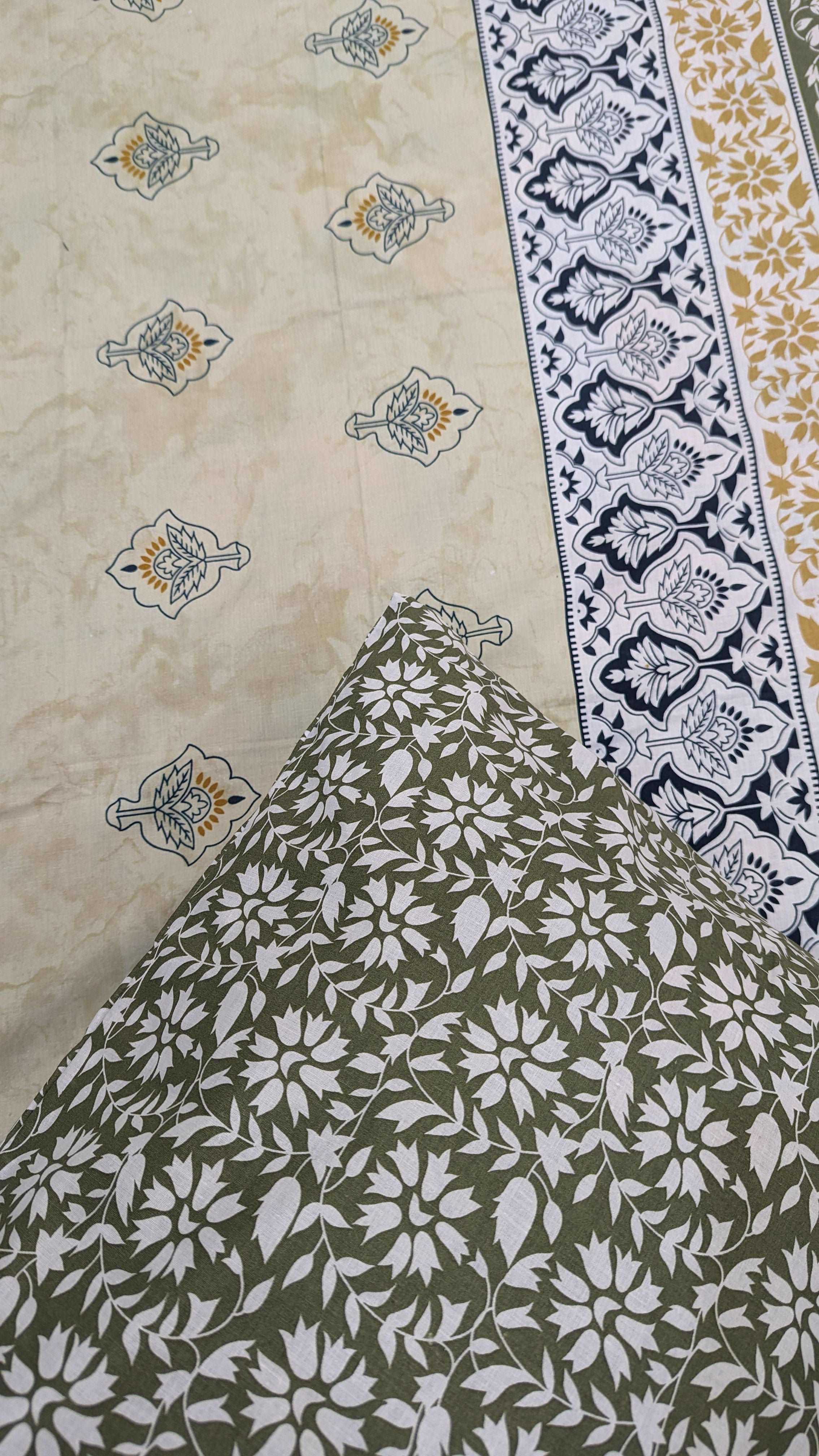 5 Pieces Pure Cotton Bedsheet Green
