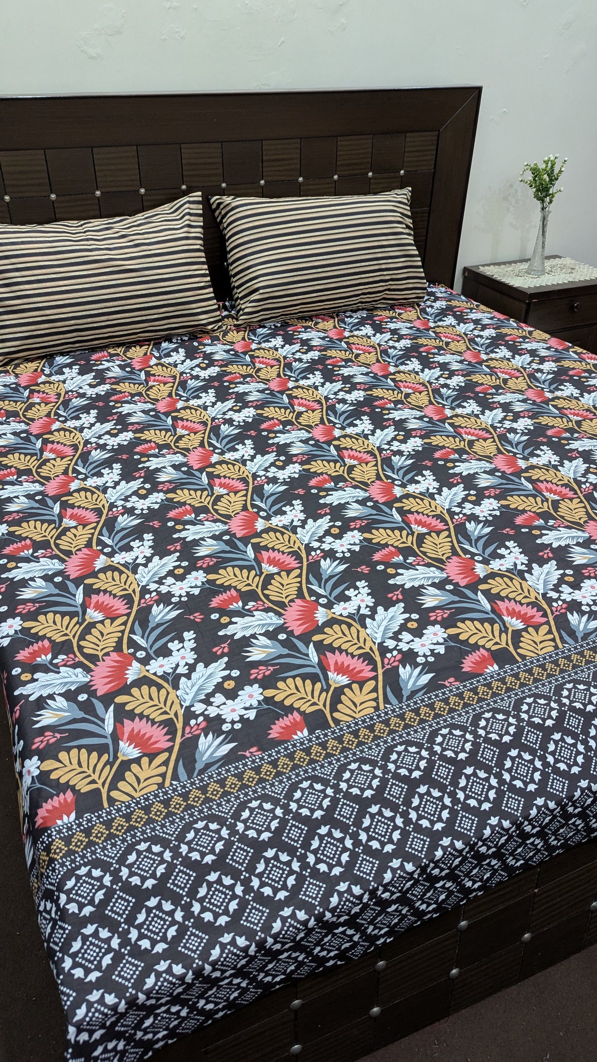 3 Pieces Pure cotton Bedsheet