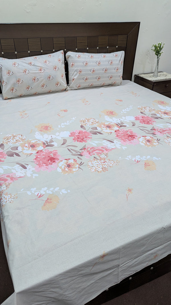 3 Pieces Pure cotton Bedsheet