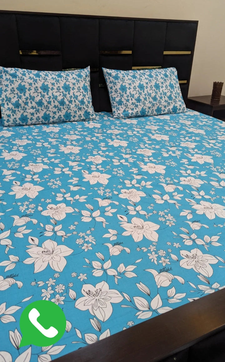 3 Pieces Pure cotton Bedsheet