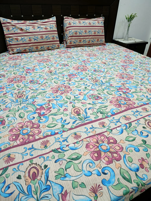 3 Pieces Pure cotton Bedsheet