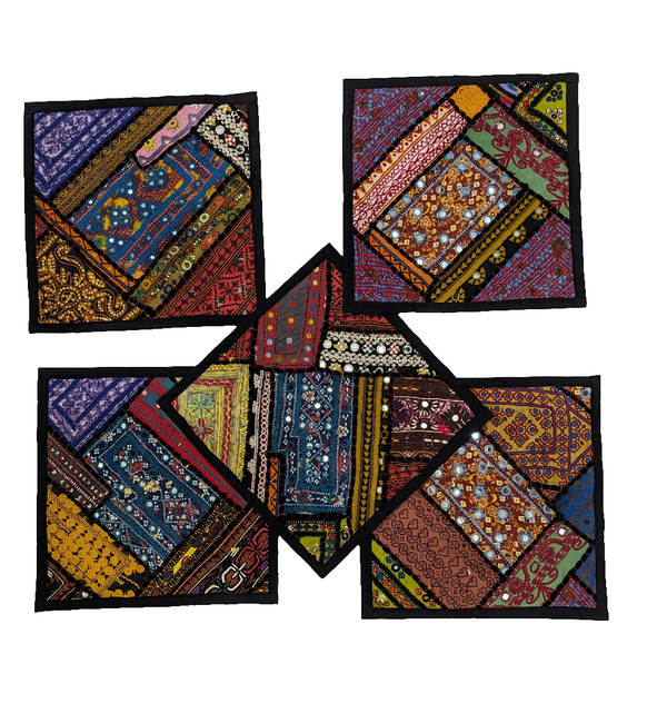 5 Pieces Antique Mirror Cushion Covers