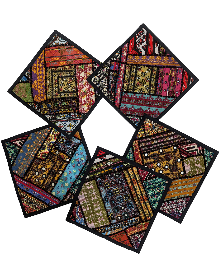 5 Pieces Antique Mirror Cushion Covers