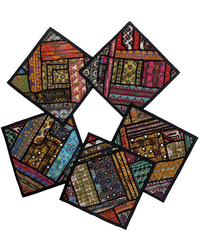 5 Pieces Antique Mirror Cushion Covers
