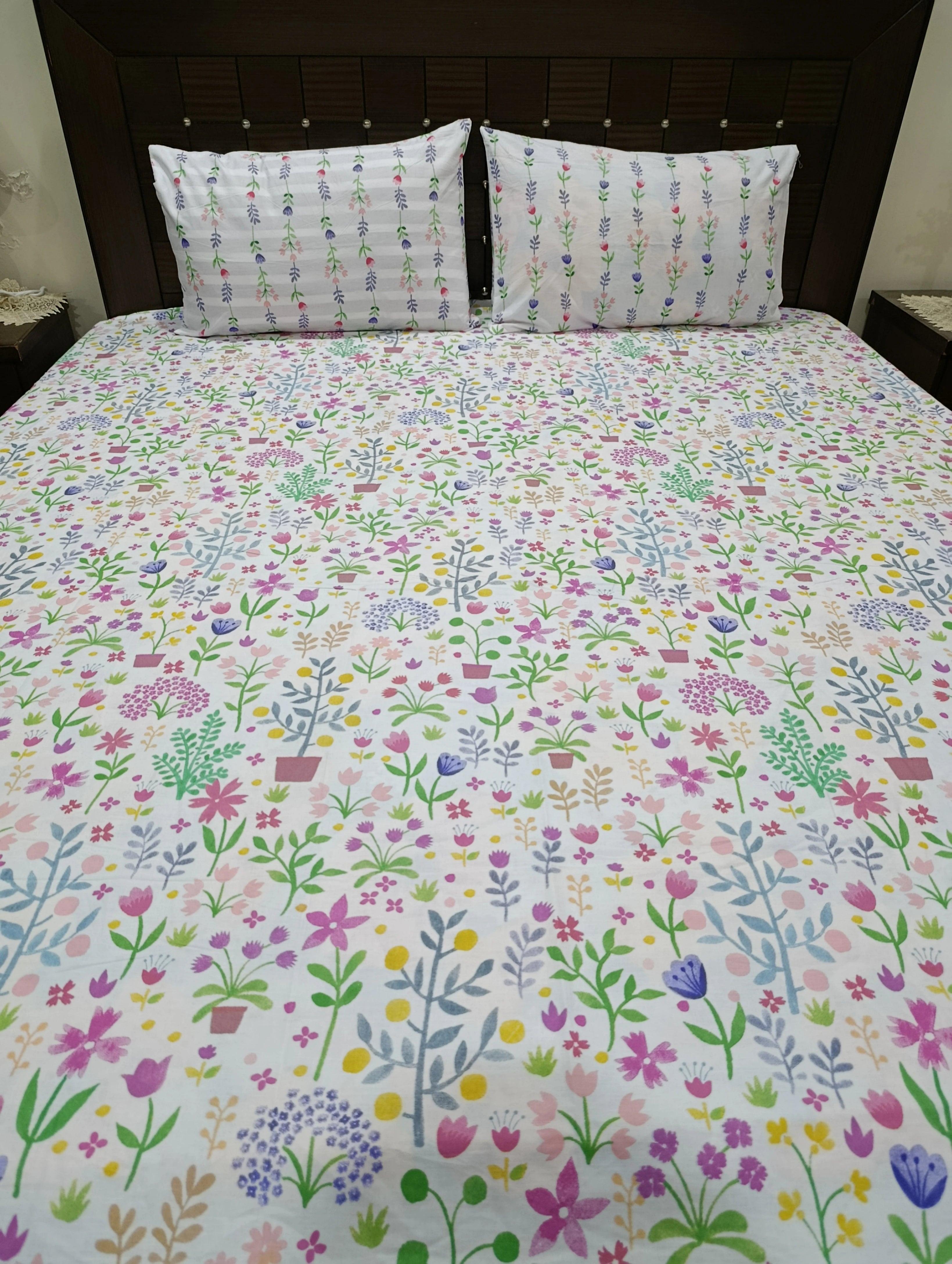 3 Pieces Pure cotton Bedsheet