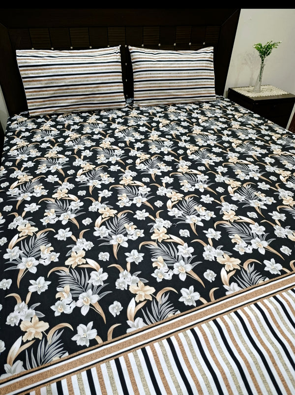 3 Pieces Pure cotton Bedsheet